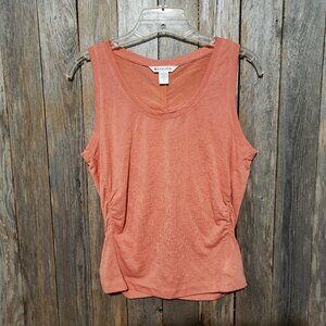 Athleta S Tank Top Coral Orange Ruched Sleeveless Stretch Athletic Athleisure